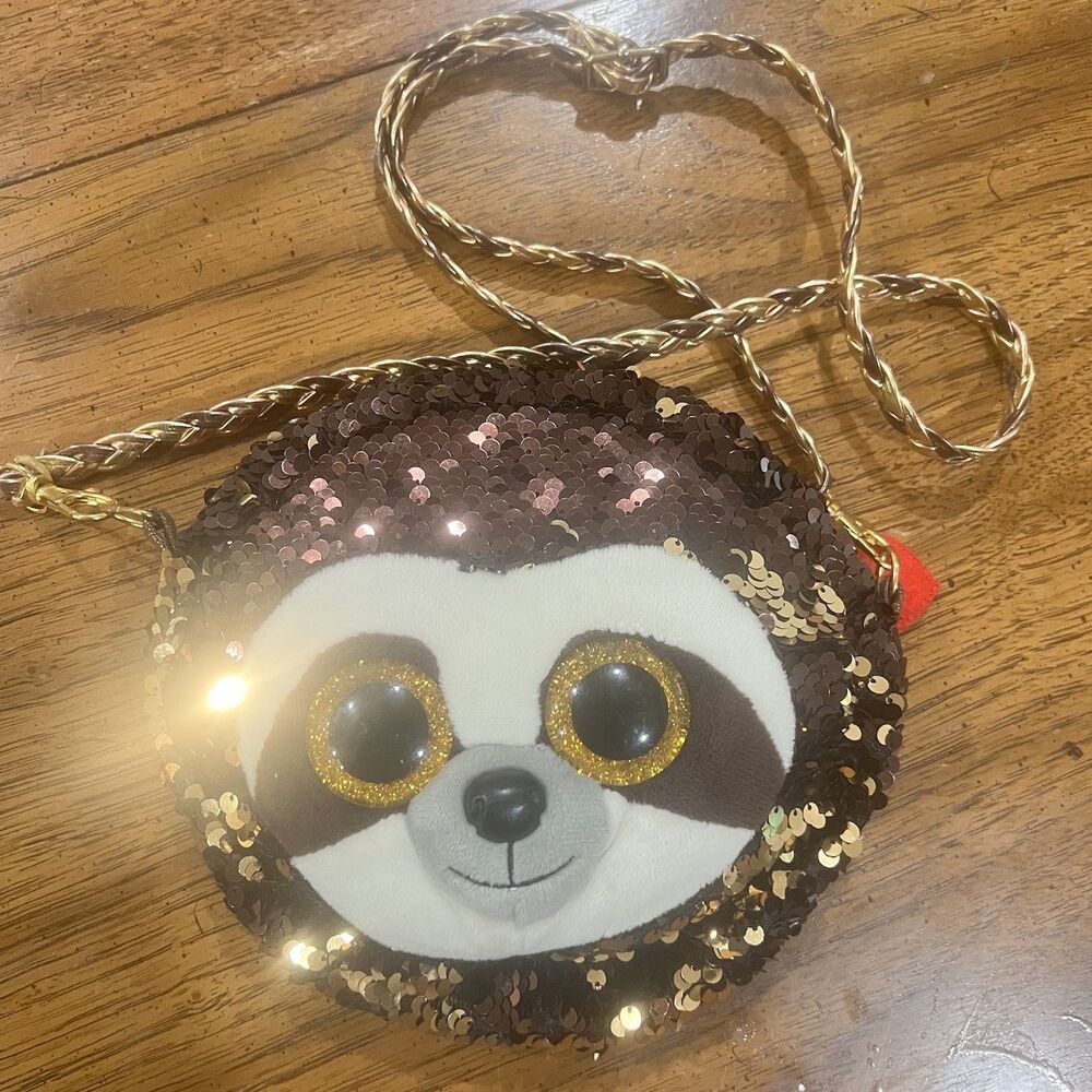 Fashion TY Flippables Sequin DANGLER Sloth 5" Fashion Clutch Wristlet Coin Purse